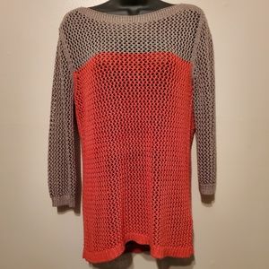 Taupe and Orange Cable Knit Sweater by Apt. 9
